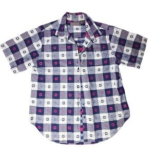 Liz Baker Sport Women's 20W Plaid Button Up Short Sleeve Shirt Top Casual